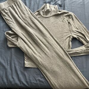 cropped mock neck and pyjama pants set